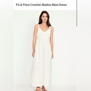 Fit and Flare Crochet Bodice Maxi Dress